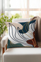 Colorful Gold Detailed Line Leaf Patterned 4-Piece Digital Printed Throw Pillow Cover - 5
