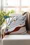 Colorful Gold Detailed Line Leaf Patterned 4-Piece Digital Printed Throw Pillow Cover - 3