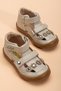 Şirinbebe Orthopedic Baby Girl First Step Shoes Gold Double Velcro Floral