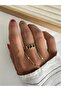 Green Stone Rectangular Row Ring - 3