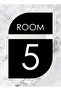 Vertical Hotel Door - Apartment - Building - Number Black Plexiglass No - 5 Five