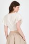 White Linen Look 100% Cotton Ruffle Sleeve Detailed Crop Blouse 6942 - 5