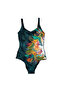 Women's Green Tropical Leaf Pattern Plus Size Swimsuit Hzl25S-Lc0046 - 4