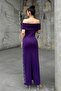 Strapless Neckline Scuba Fabric Dress with Pearls on the Sides Purple 583242 - 4