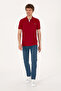 Men's Slim Fit Polo Neck Claret Red Basic T-Shirt 50310669-Vr014 - 4