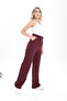 Women's Line Cloth Closure Pleated Bordo Palazzo Pants - 2
