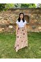 Flower Patterned Waist Hugging Wrap Skirt - Summer Tie Model - Belted
