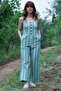 Hand-Woven Striped Jumpsuit Linen-Cotton - Water Green - 5