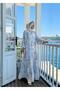 Ethnic Patterned Robe Summer Dress |   Buttoned and Relaxed Fit Blue - 3
