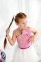 Single Sleeve, Bow Detail Glitter Sequin Crop and Colorful Waist Elastic Tulle Skirt Two Piece Set - 4