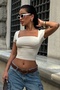 Short-sleeve crop top with pleated chest