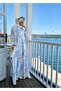 Ethnic Patterned Robe Summer Dress |   Buttoned and Relaxed Fit Blue - 2