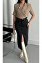 Women's Black Color 1S5-1 Midi Mini 100% Cotton Denim Skirt
