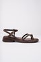 Women's Bitter Brown Ring Detailed Cross Toe Sandals - 5