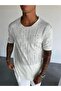Oversize Perforated White Knitwear Tshirt - 2