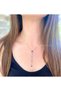 Silver Color-Colorful Stone 7 Element Necklace Steel Chain Necklace