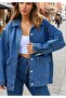Women's Blue Oversized Denim Jacket Kt001 Kt001484 Kt001484 - 3