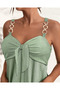 Women's Suspender Accessory Front Tie Detail Salopet Shorts Jumpsuit - 7