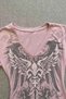 Angel Wings Printed Pink Short Sleeve Gothic Body