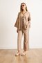 Women's Camel Top Lace-Up Cardigan Bottom Pocket Pants Suit Tkm-19000404 - 2