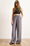 Women's Smoked Modal Elastic Waist Pocketed Draped Trousers Pnt-19000353