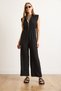 Women's Black Zippered Elastic Waist Draped Jumpsuit Tlm-19000163 - 5