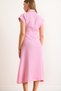 Women's Candy Pink Lining Sewn Belted Muslin Shirt Dress Elb-19002423 - 6