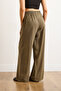 Women's Khaki Modal Elastic Waist Pocketed Draped Trousers Pnt-19000353 - 7