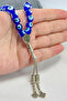 Handmade Navy Blue Glass Evil Eye Beaded Prayer Beads, Gift Hanging Flower Prayer Beads, Gear Ornament - 3
