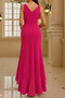Fuchsia Women's Strap Flounce Slit Detail Crepe Fabric Long Dress - 2