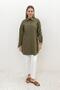 Khaki-Sleeve Drawstring Pocket Shirt - 2