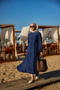Women's Waist Tied Laced Dress Navy Blue
