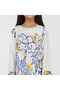 Printed Kids Jalabiya - White Maxi and Blue Print and Square Neckline - 6
