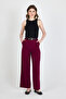 Burgundy Pleat Detailed Palazzo Trousers 4003A