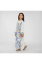Printed Kids Jalabiya - White Maxi and Blue Print and Square Neckline - 4