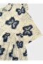Girl's Cotton White Navy Blue Patterned Short Sleeve Shorts Summer Pajama Set - 3