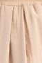 Beige-Elastic Waist Palazzo Modal Trousers - 4