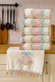 Embroidered Velvet Tasseled 6-Piece 30X50 Kitchen Towel Set