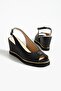 Women's genuine leather platform heel shoes black - 4