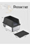 Stainless Steel Cat Litter Box with Litter Scoop Cat Toilet Cat Litter Tray High Wall Side - 7