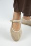 Lipa Women's Genuine Leather Single Strap Espadrille Ballerina Beige Shoes - 6