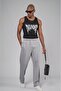 Baggy Fit Trousers with Elastic Waist and Front Slit