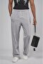 Baggy Fit Trousers with Elastic Waist and Front Slit - 4