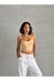 Women's Salmon Scuba Fabric Crop Top with Rope Strap - 5