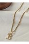 Steel Letter Necklace with Stone Auger Chain ​​Gold Stainless (Mention the Letter You Want in the Comments) - 3