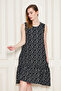 Women's Black Flowered Circle Neck Skirt Ruffle Burmick Dress - 6