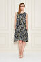 Women's Green White Leaf Patterned Circle Neck Skirt Ruffle Burmick Dress - 5