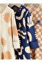 100% Cotton Cream Navy Blue Printed 3-Piece Jumpsuit Set - 3