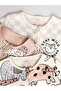 100% Cotton Cream Brown Animal Patterned 3-Piece Jumpsuit Set - 4