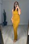 Crinkle Fabric Gathered Sides Sleeveless Dress